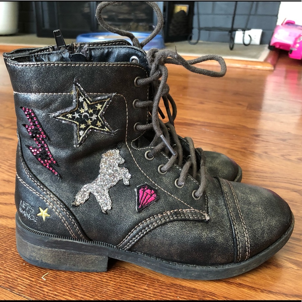 Justice Black Unicorn Combat Style Boots